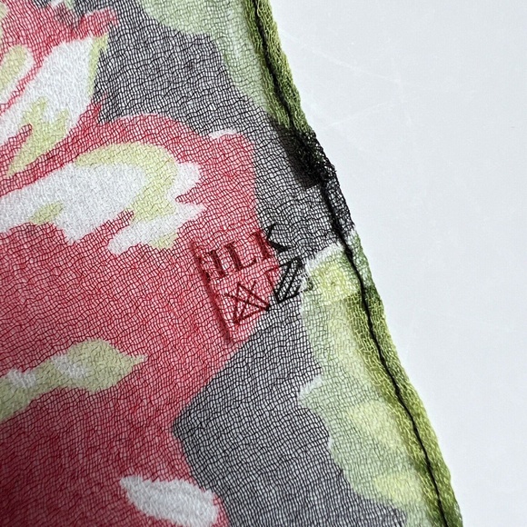 100% Silk Scarf Red Roses Black & White Stripes 21" x 70" Floral - Picture 3 of 7